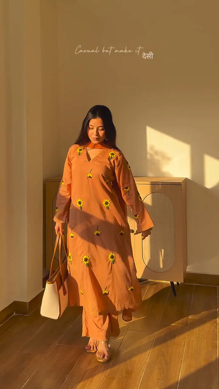 Aarohi Sunflower Embroidered Rayon Kurta Set - Image 6