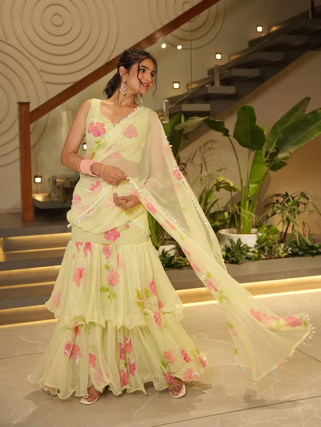 Mint Pre-Drapped Saree - Image 5