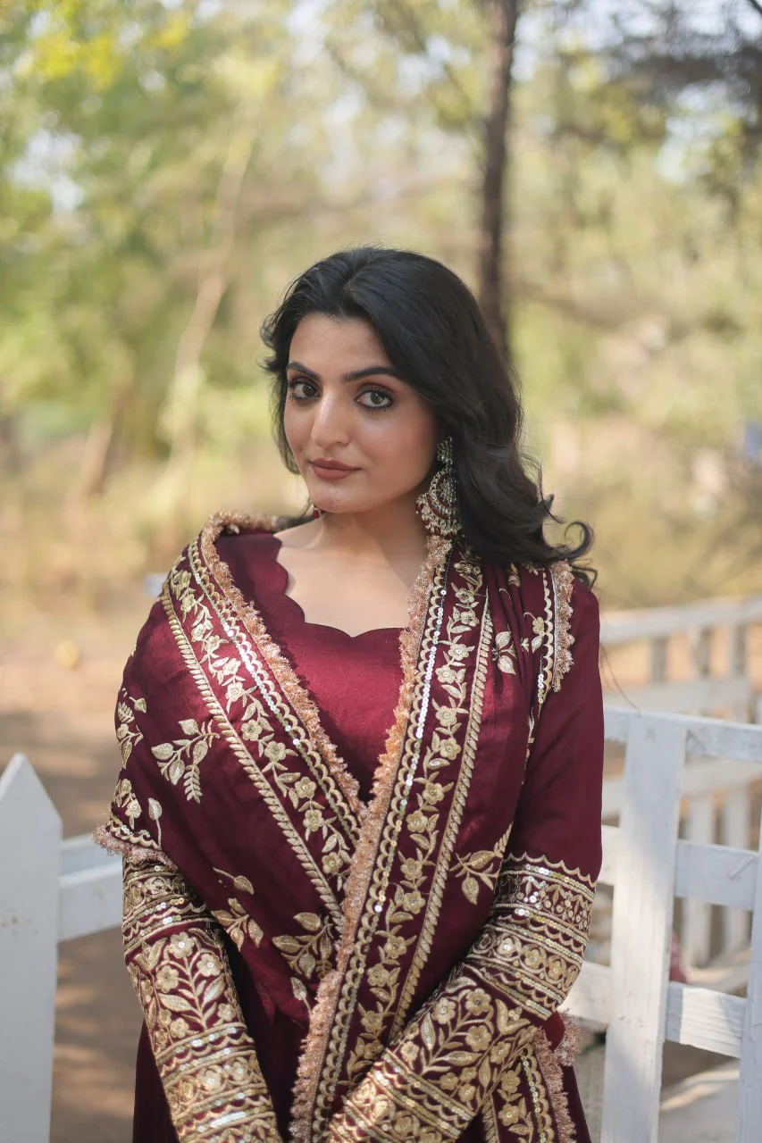 RADIANT DARK MAROON SUIT SET - Image 4