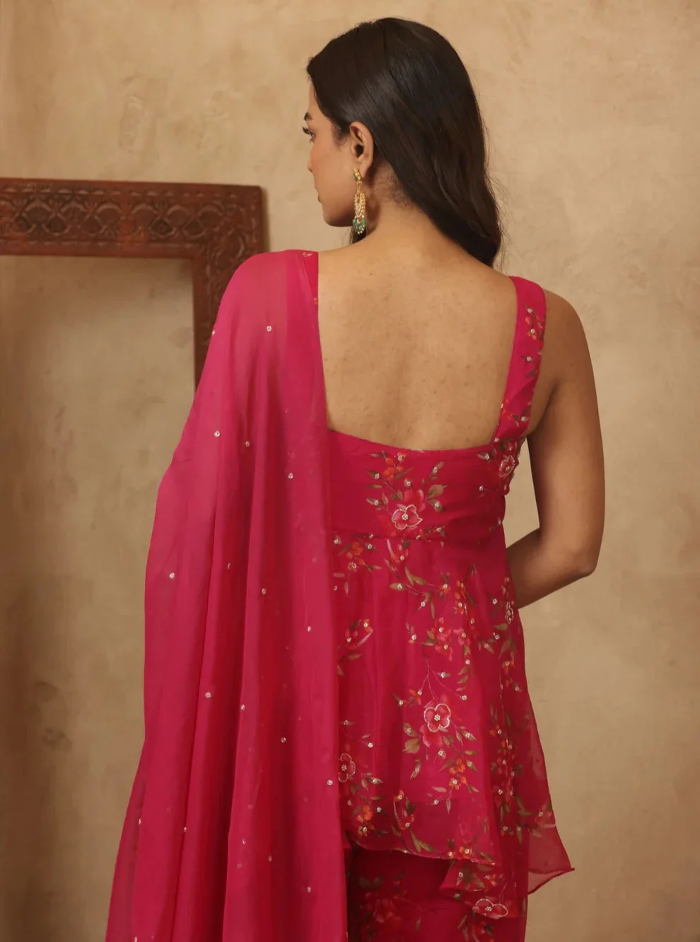 Rani Pink Floral Embroidered Suit Set - Image 3