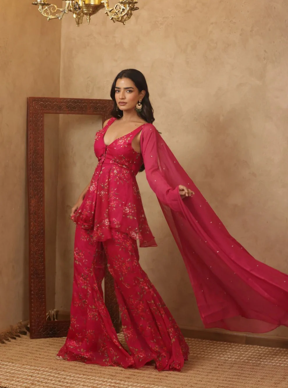 Rani Pink Floral Embroidered Suit Set - Image 6