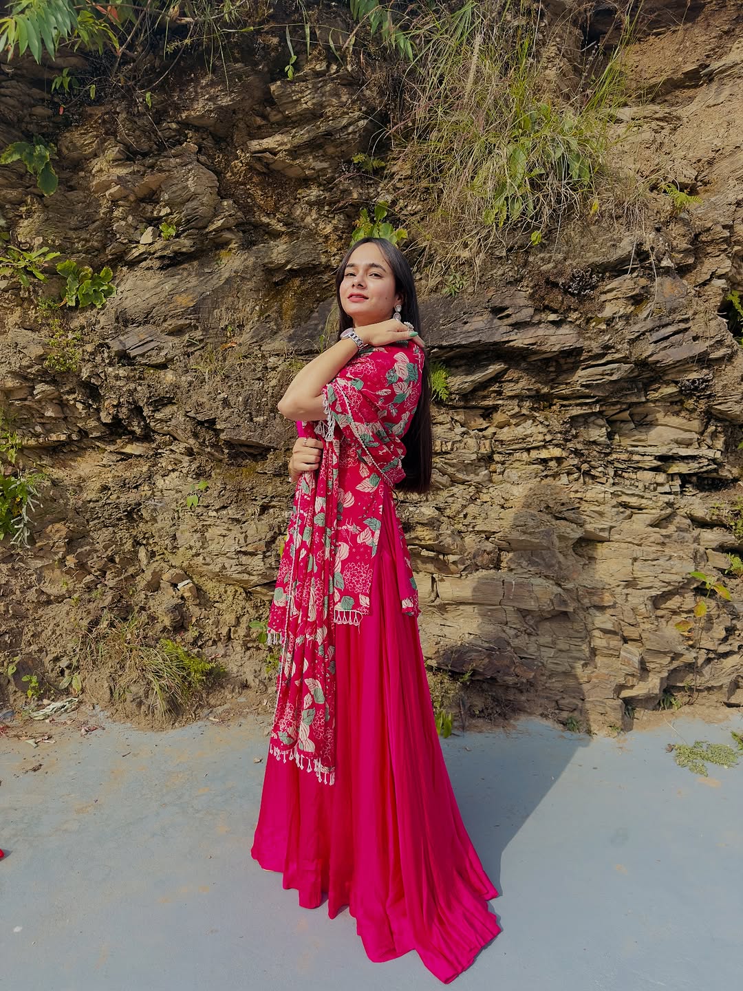 Ridhima Designer Indo-Western Pink Bustier Set - Image 4