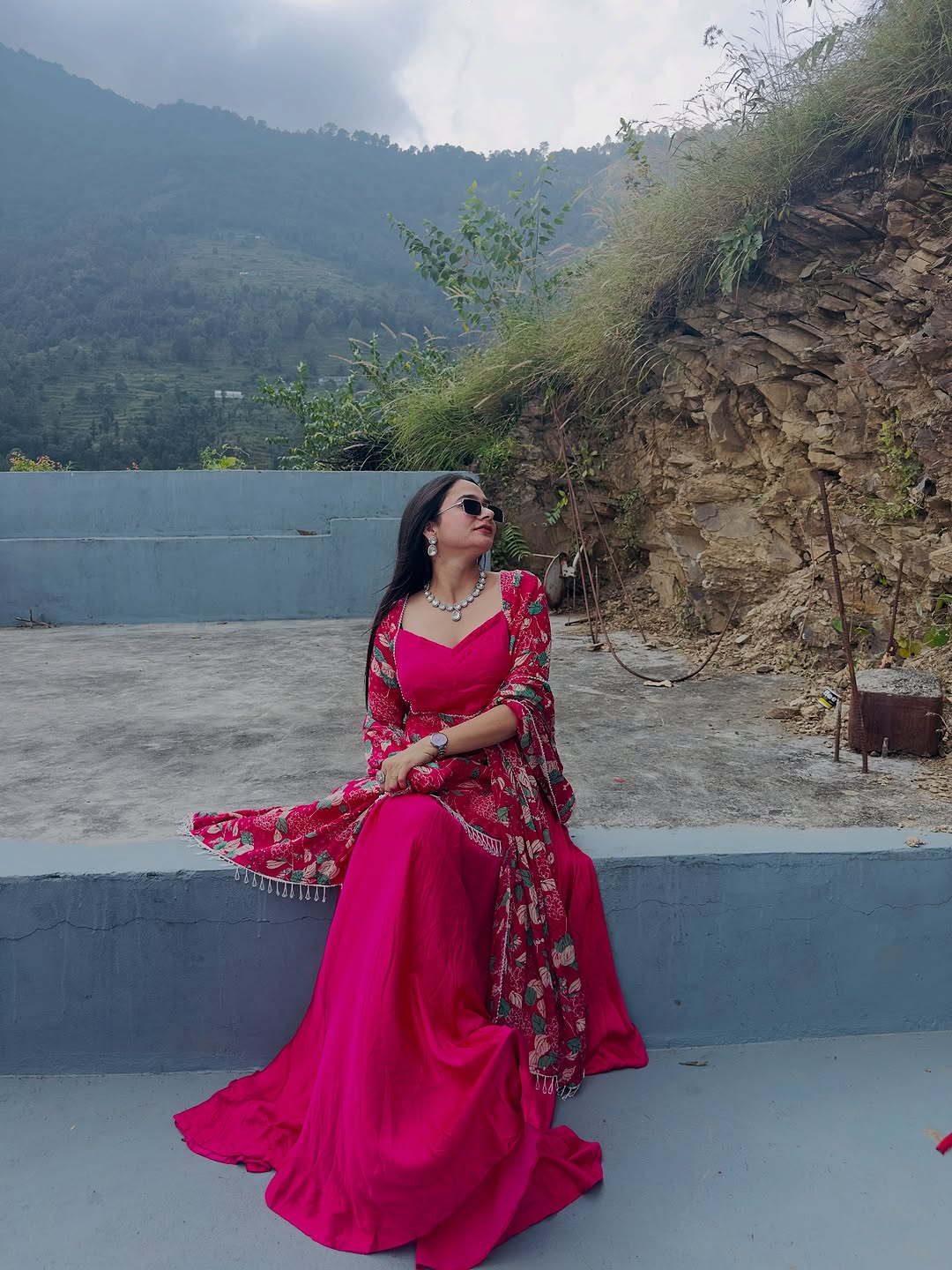 Ridhima Designer Indo-Western Pink Bustier Set - Image 5