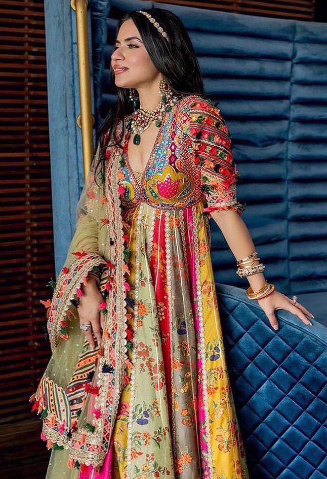 Royal Multicolor Boho Floral Anarkali Set - Image 4