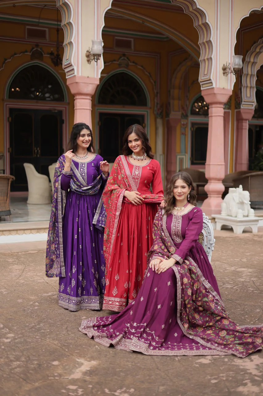 Shine With Stunning Outfit Embroidered Work Gown - Image 10