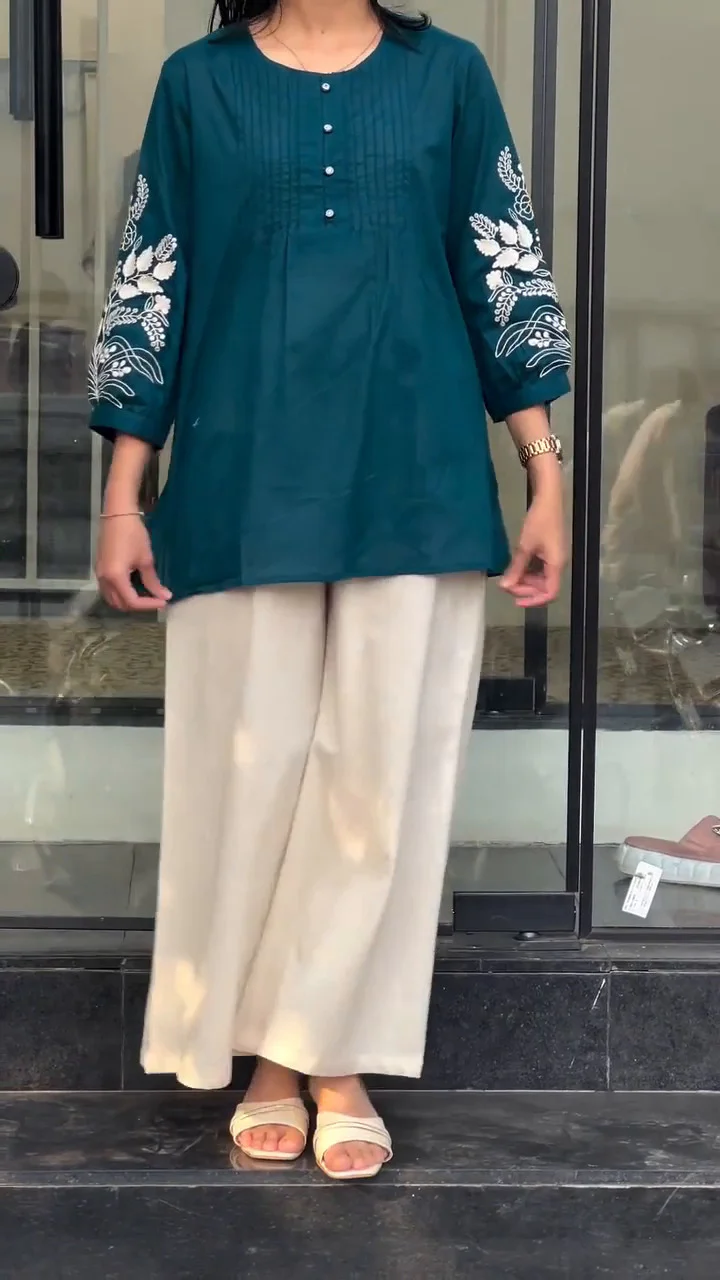 Vrinda Minimal Style Teal Co-ord Set - Image 10